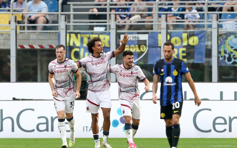 Лидерът в класирането Интер завърши 2:2 с гостуващия Болоня в