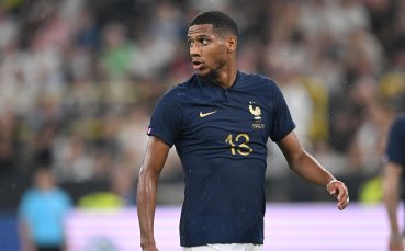 French football player Jean Clair Todibo laughs during the minute of