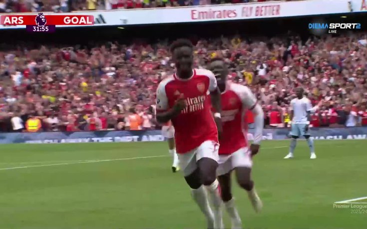 Попаденията на Букайо Сака с екипа на Арсенал