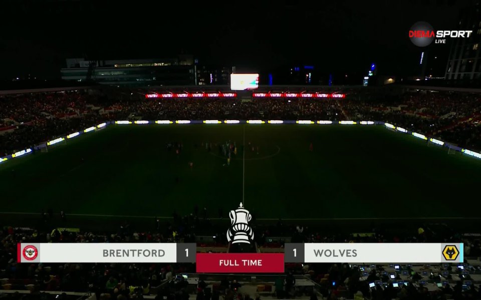 Брентфорд и Уулвърхемптън ще изиграят още една среща, след като