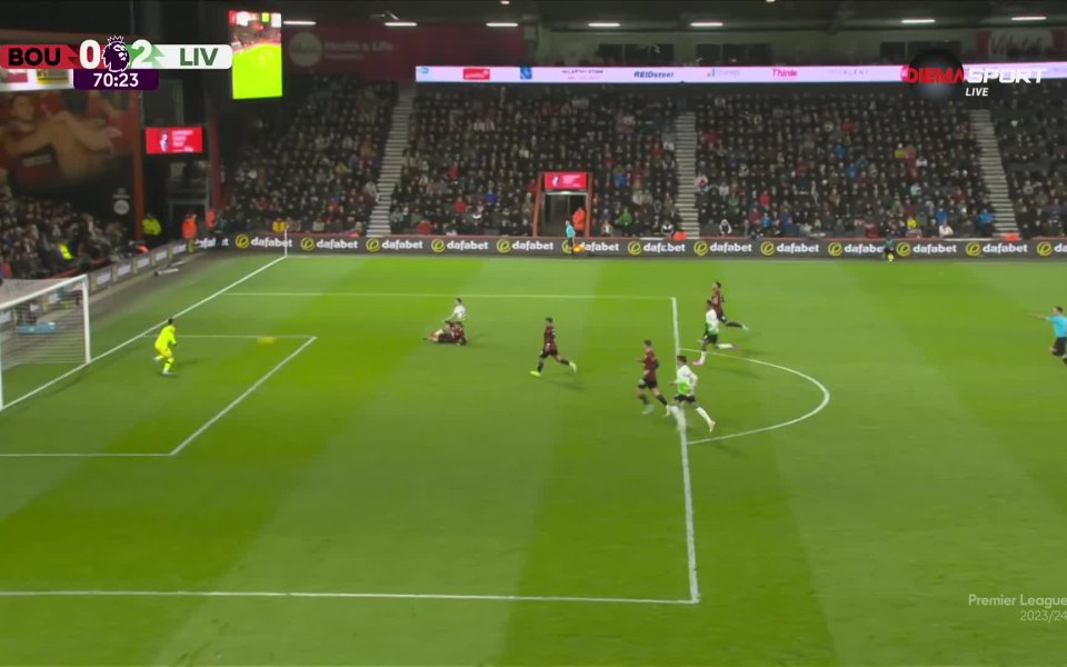 Отборът на Ливърпул удвои преднината си срещу Борнемут с точно