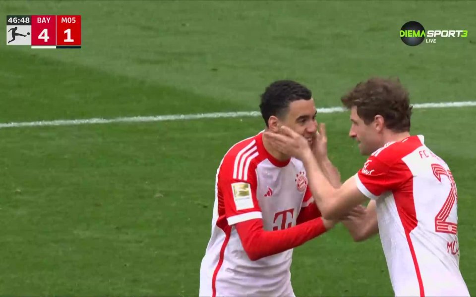 Ветеранът Томас Мюлер вкара четвърти гол за Байерн в 47-ата