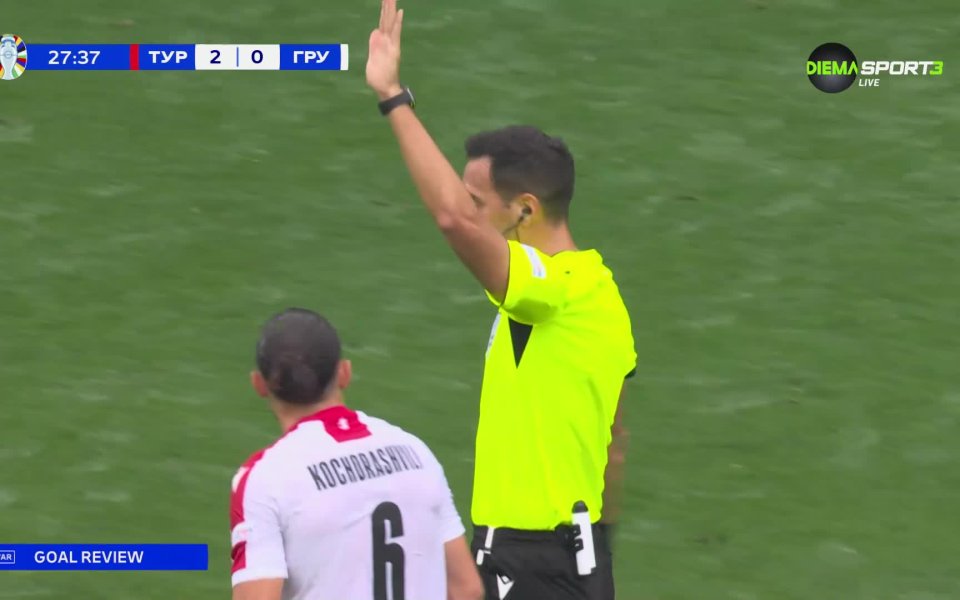 В 27-а минута на двубоя между Турция и Грузия от