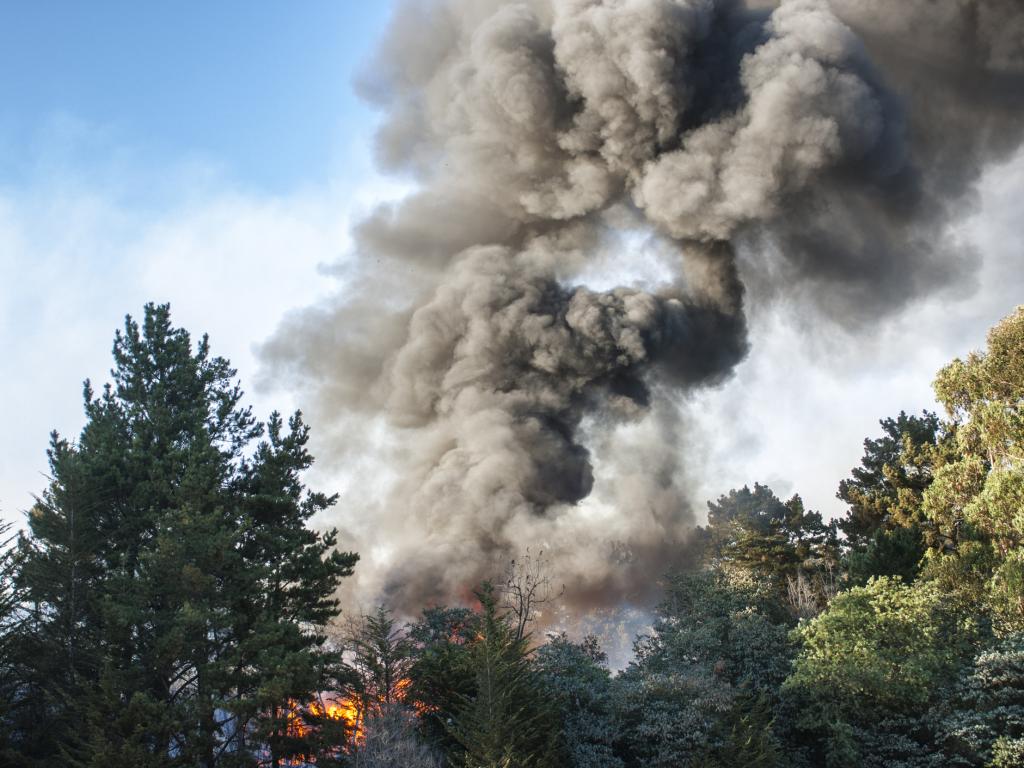 Голям пожар гори на метри от бензиностанция в Харманли предава