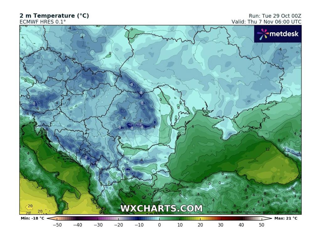 Застудяване в началото на ноември според ECMWF