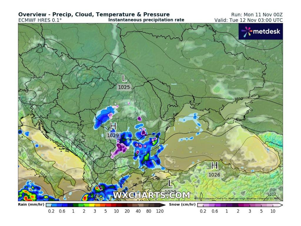 Валежи в нощта срещу вторник според ECMWF