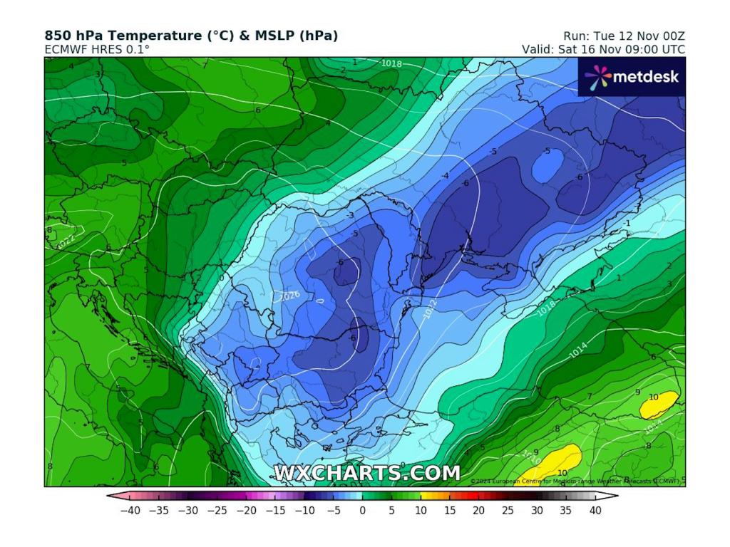 Студени въздушни маси според ECMWF