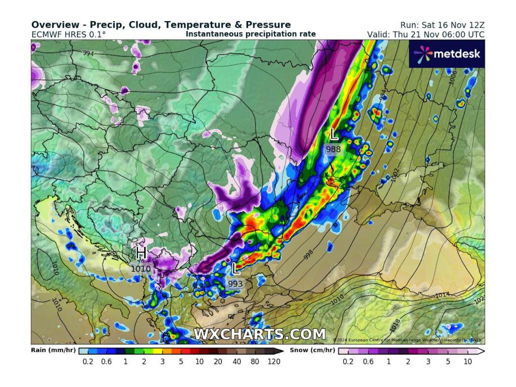 Студен атмосферен фронт в четвъртък според ECMWF