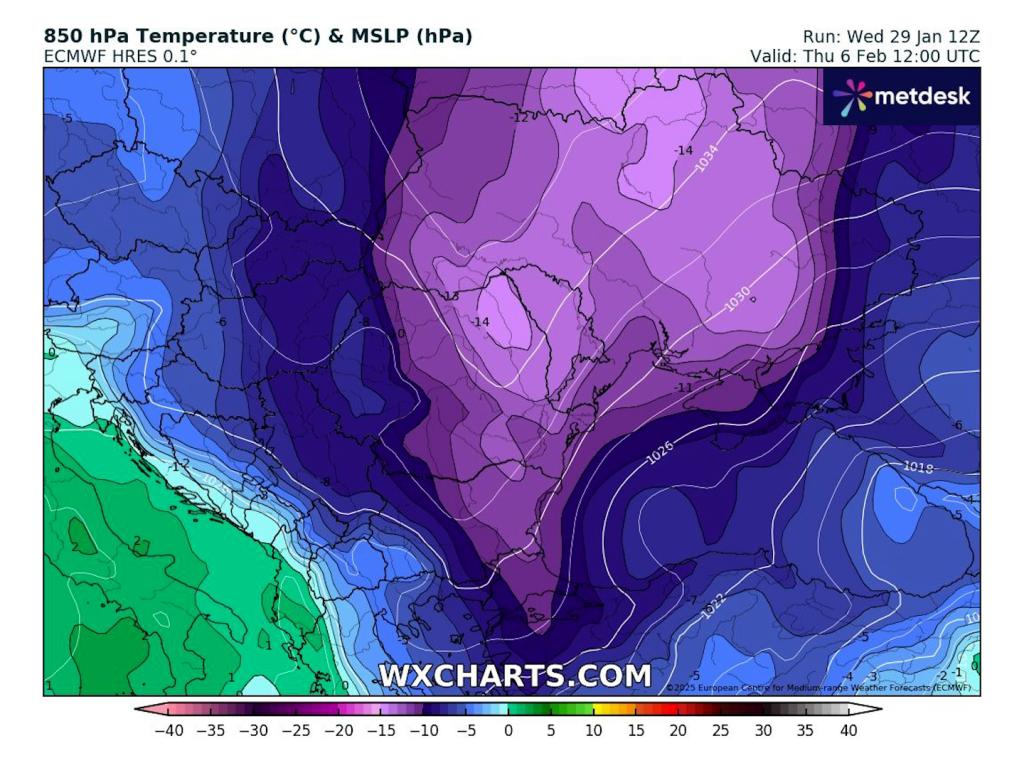 Очаквано застудяване в първите 10 дни на февруари според ECMWF