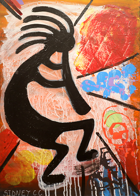 <p>Художникът прилага и оригинална техника на живописване върху кожа от бизон.</p>