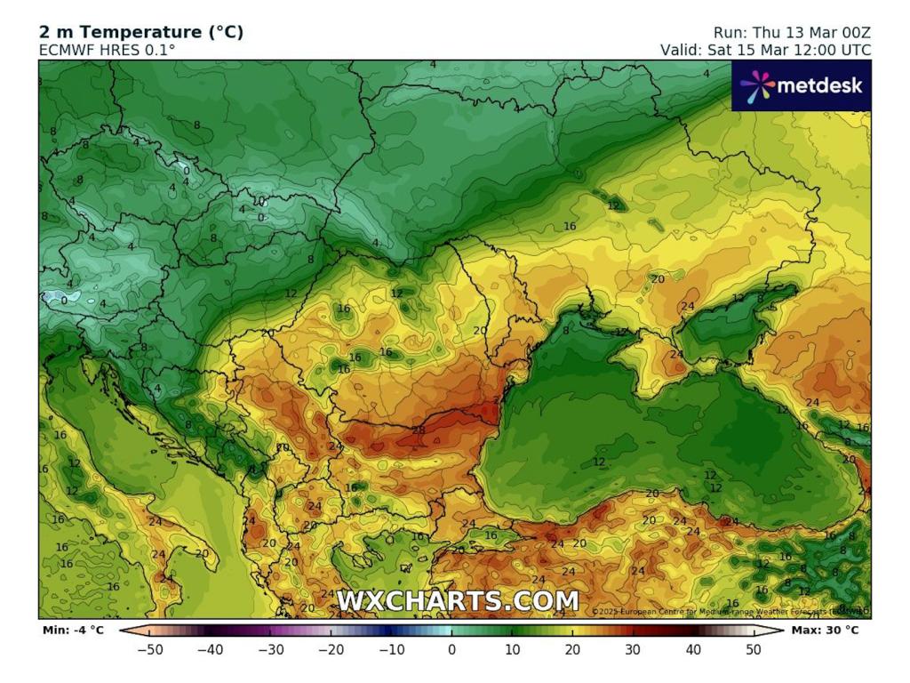 Очаквани дневни температури до 30 градуса според ECMWF