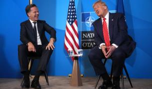 Шефът на НАТО Марк Рюте и американският президент Доналд Тръмп