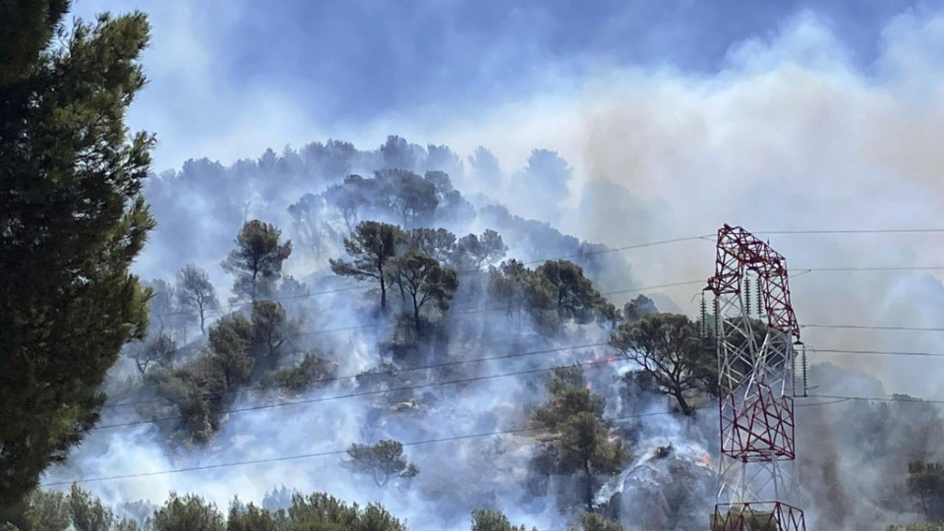 Бързо разпространяващ се горски пожар достигна външните покрайнини на Марсилия втория