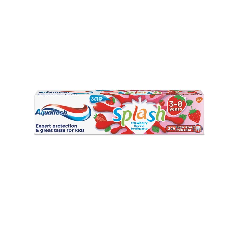 AQUAFRESH SPLASH STRAWBERRY Детска паста за зъби 3-8г