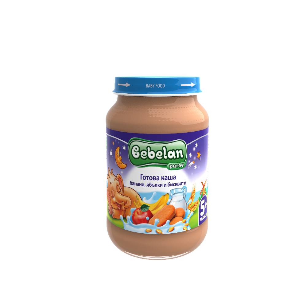 BEBELAN OVKO Млечна каша банан, ябълки и бисквити
