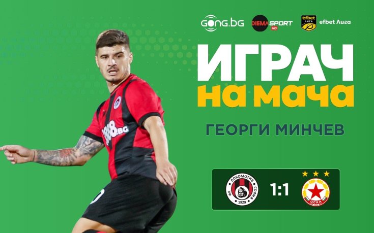 Георги Минчев грабна приза за Играч на мача Локо София - ЦСКА