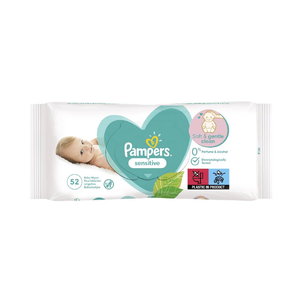 PAMPERS SENSITIVE/FRESH CLEAN Бебешки мокри кърпички, 52 бр