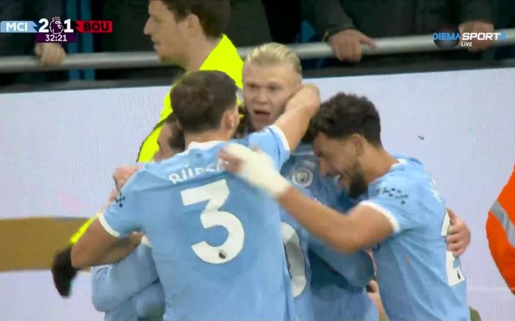 Халанд отбеляза втори гол за Ман Сити срещу Борнемут