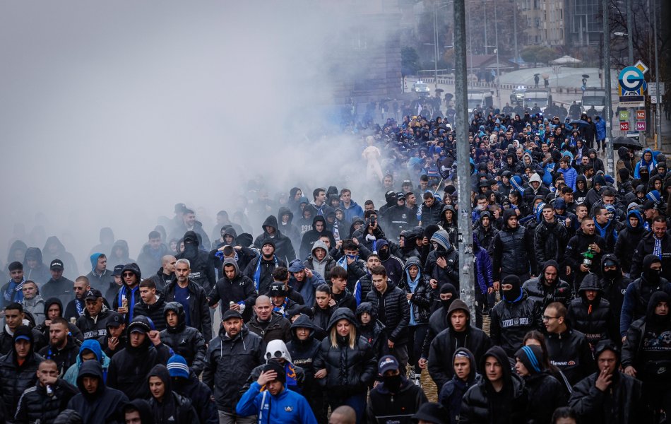 Шествие на феновете на Левски преди дербито с ЦСКА1