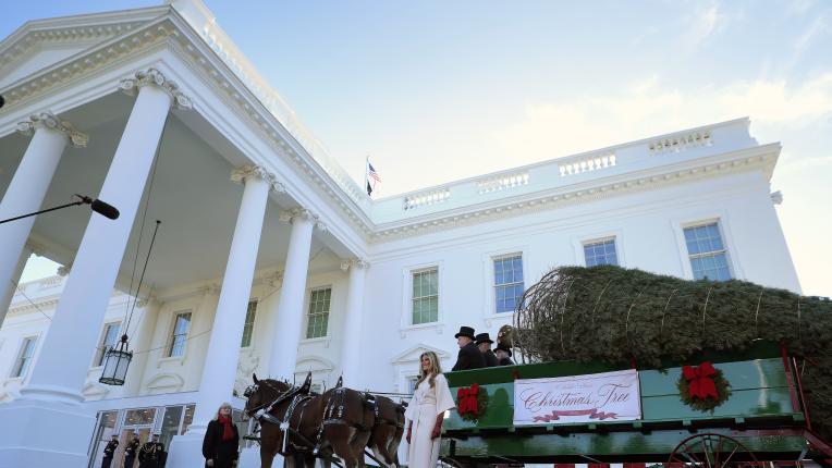 Мелания Тръмп посрещна коледната елха в елегантно палто за милиони (СНИМКИ)
