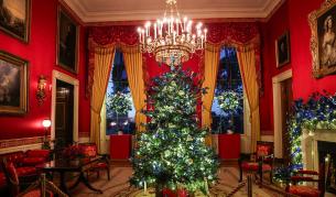 Част от коледната украса на Мелания Тръмп в Белия дом за 2025 г.