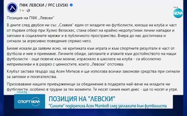 Левски с позиция в подкрепа на Асен Митков