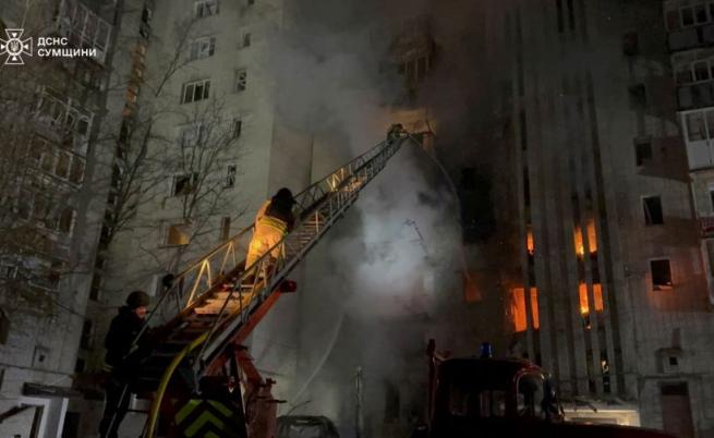 Руски атаки с дронове прекъснаха електрозахранването в украинския град Суми