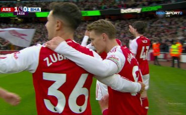 Капитанът изведе Арсенал напред срещу Брайтън с хубав изстрел (видео)