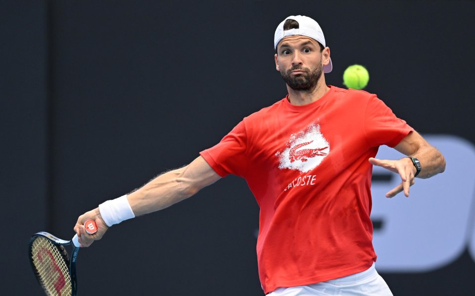 Тренировка на Григор Димитров в Бризбън