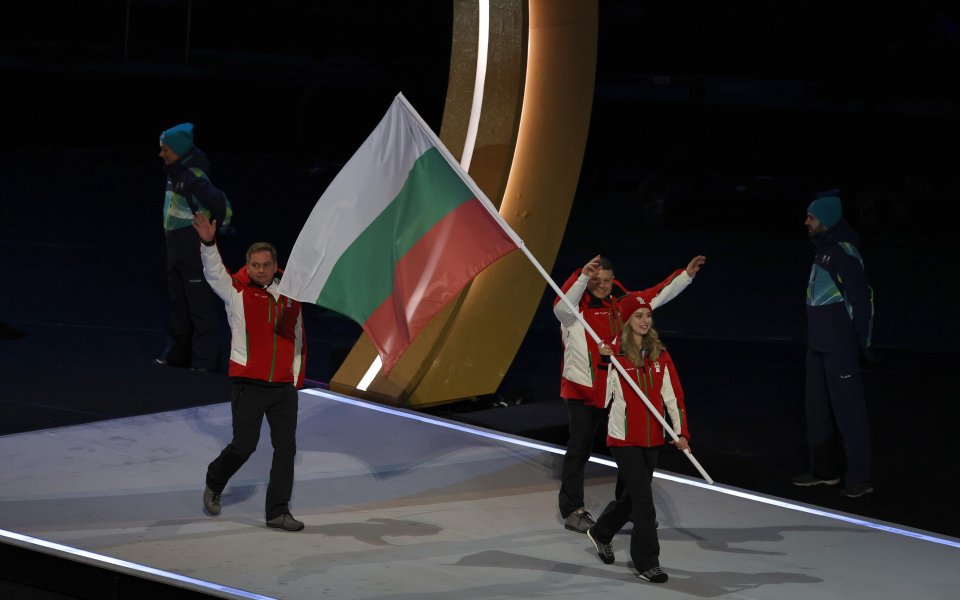 Българската делегация по време на церемонията на откриването на Зимните олимпийски игри в Милано-Кортина, 06.02.2026 г.