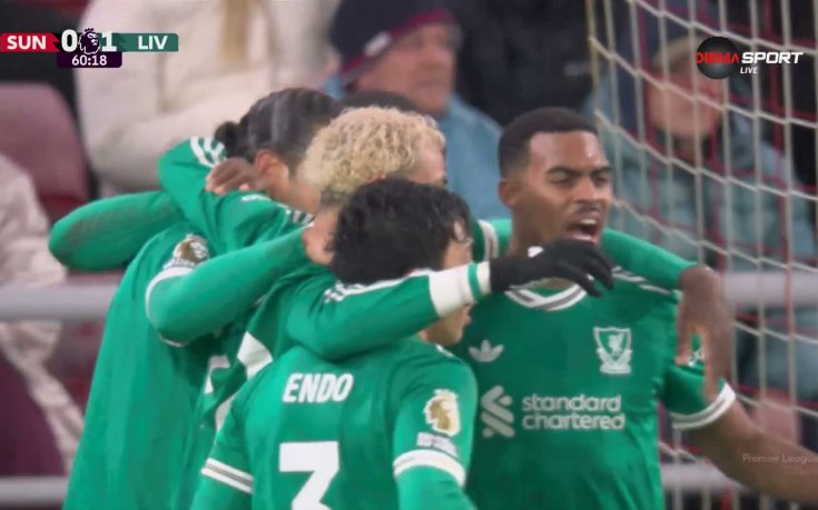 Върджил ван Дайк даде преднина на Ливърпул срещу Съндърланд (видео)