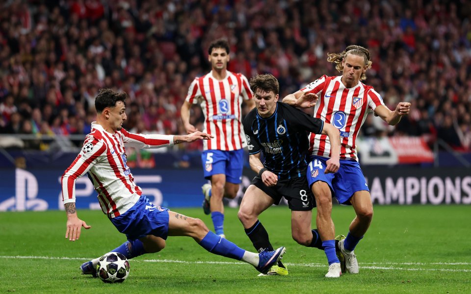 С хеттрик на Сьорлот Атлетико Мадрид надви Брюж и е на осминафинал в ШЛ