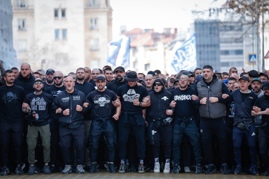 Шествие на феновете на Левски преди дербито с ЦСКА1