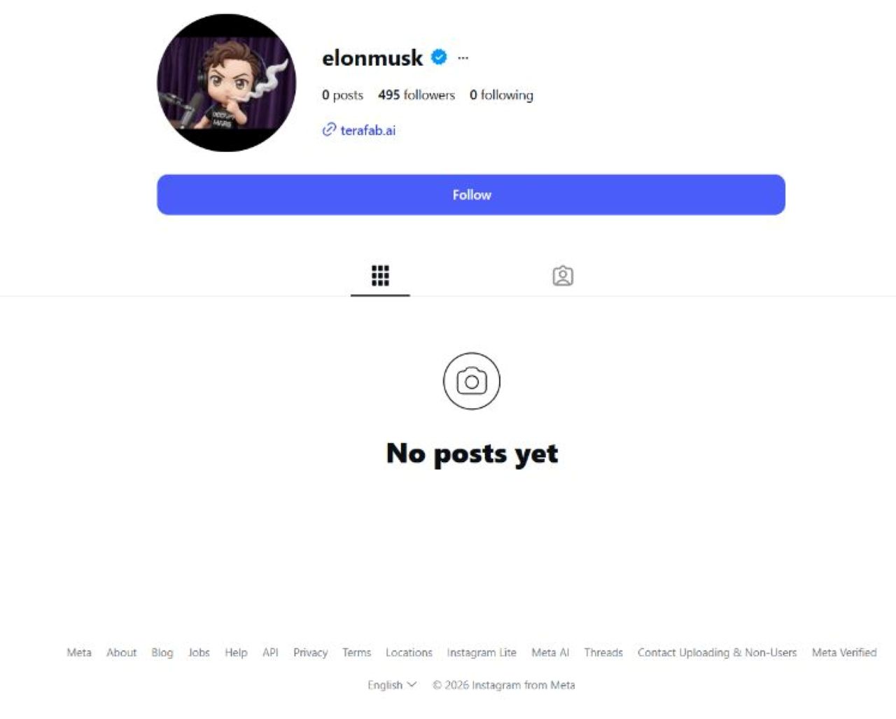 Скрийншот от профил в Instagram с потребителско име @elonmusk.