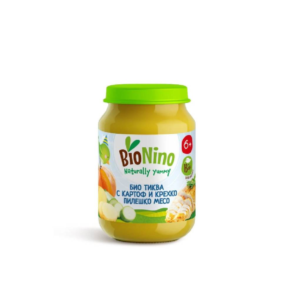 BIONINO 2317 Био пюре с тиква,картоф,тиквички и пилешко месо,6+М