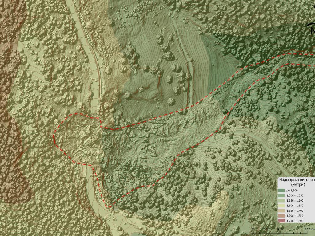 LiDAR сканиране на свлачището между Смолян и Пампорово