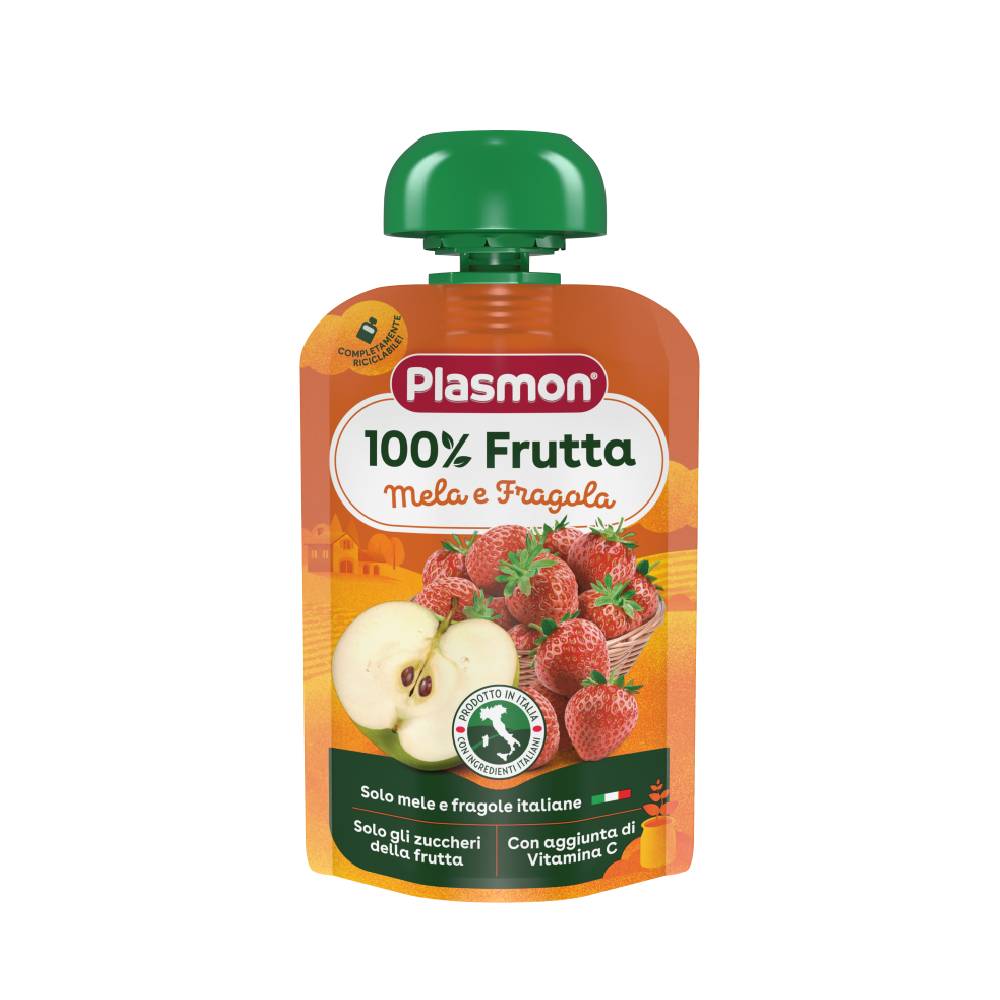 PLASMON Плодова закуска Ябълка с ягода, 12М+ 100Г