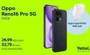 Новият OPPO Reno16 Pro 5G идва в Yettel с 200 MP камера и в комплект с 80W зарядно за бързо зареждане