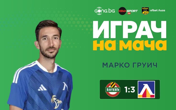 Марко Груич с първи гол и първа награда Играч на мача