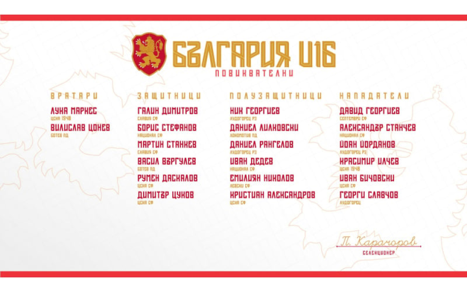 България U16 с лагер преди контроли с Литва