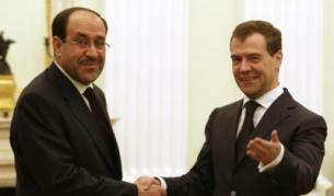 Министър-председателят на Ирак Нури ал алики и русксият президент Дмитрий Медведев