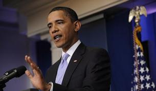 Барак Обама по време на днешната пресконференция