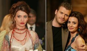 Актрисата в два кадъра от "Перла". На снимката вдясно - с половинката си от сериала Мехмет