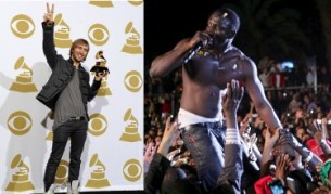 Дейвид Гета с наградата си "Грами" и Ейкон на концерт в Кайро