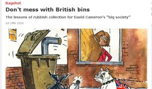 Във Великобритания кофите за боклук са винаги на първа страница