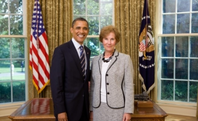 Бившият посланик на България в САЩ Елена Поптодорова с предишния президент Барак Обама