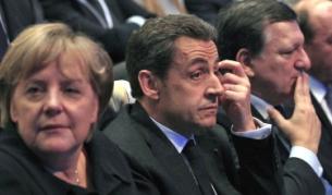 Германският канцлер Ангела Меркел, френският президент Никола Саркози и председателят на ЕК Жозе Барозу