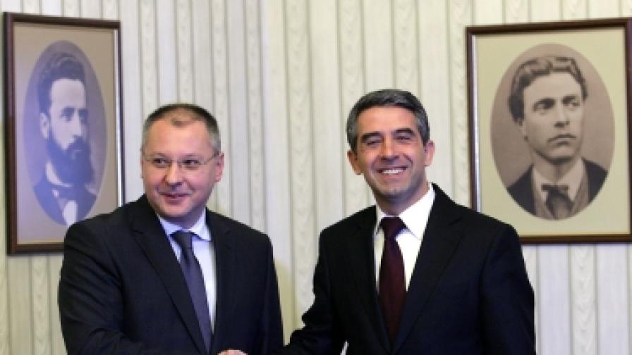 Президентът Росен Плевнелиев се срещна с ръководството на БСП, начело със Сергей Станишев