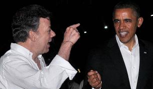 Обама и колумбийският му колега Хуан Мануел Сантос в Картахена