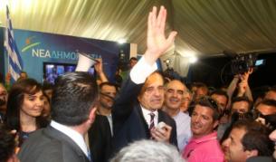 Председателят на "Нова демокрация" Андонис Самарас говори пред журналисти след обявяването на резултатите